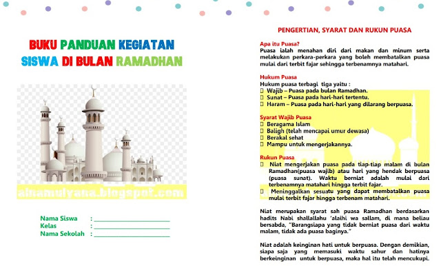 buku ramadhan untuk siswa sekolah