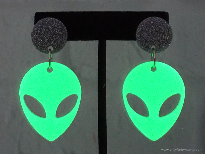 Glow-in-the-Dark Resin Alien Earrings