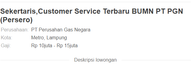 Loker Wilayah Metro Lampung:Terbaru BUMN PT PGN (Persero) 