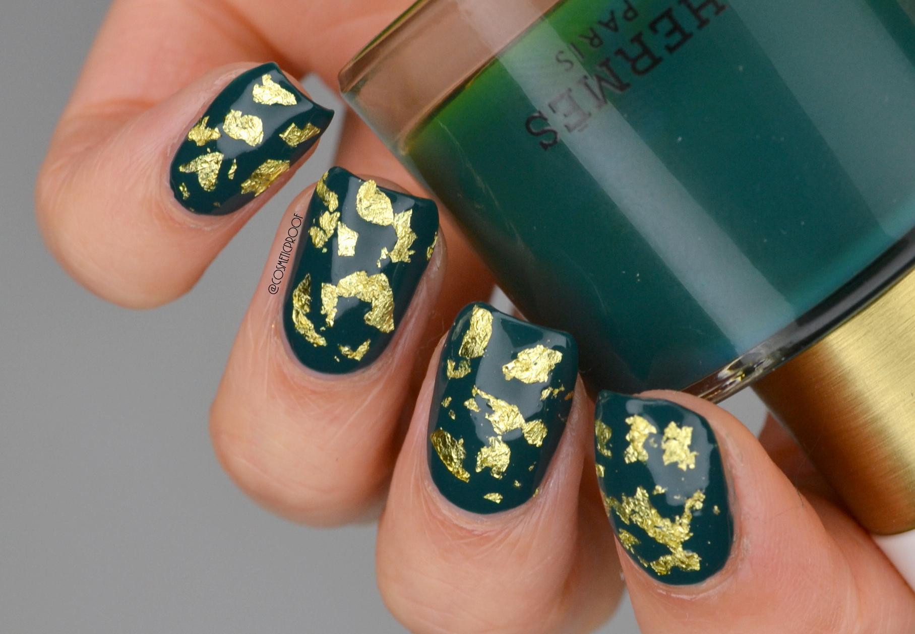 DIY Gold Leaf Manicure For Grown Out Shellac