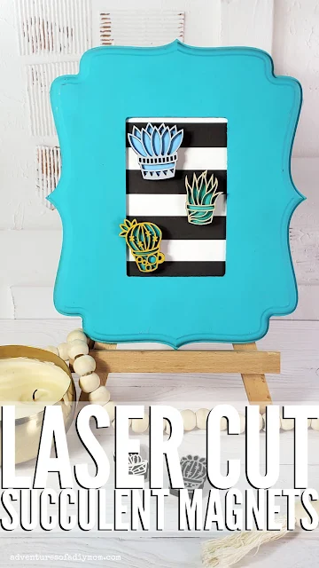 Learn how to make layered wood laser cut succulent magnets and how to get this succulent svg file for FREE!