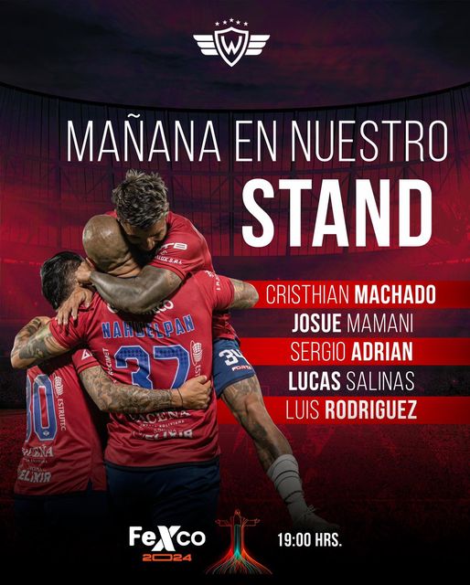 Este sabado 4 de mayo  ven y disfruta con tus ídolos en el stand de Wilstermann en esta FEXCO 2024.