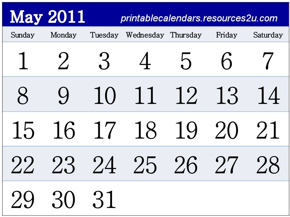 printable 2011 calendar. printable 2011 calendar may.