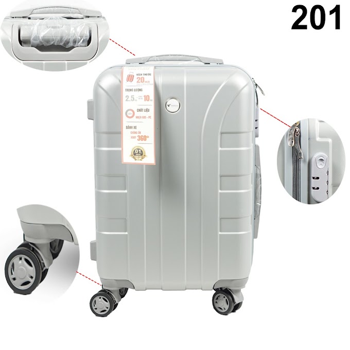 [ valimax ] Vali kéo nhựa du lịch 201 nhựa ABS dày có khả năng chịu lực trên 70kg