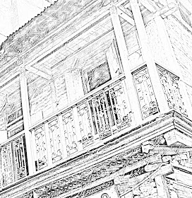 floral motif balcony railing sketch