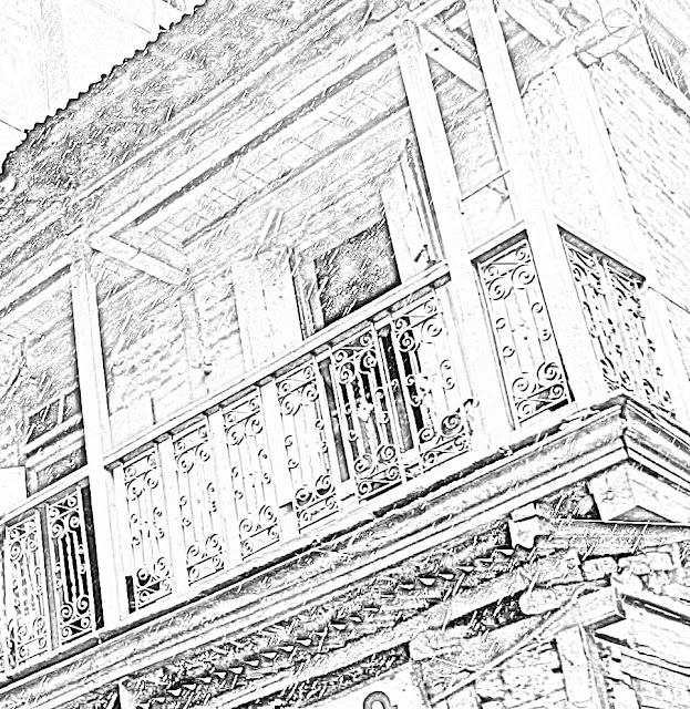 floral motif balcony railing sketch