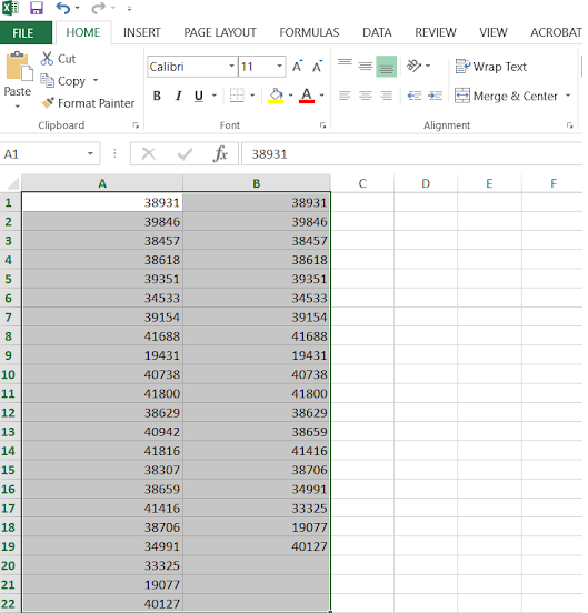 How to find duplicate values in two list in Microsoft Excel