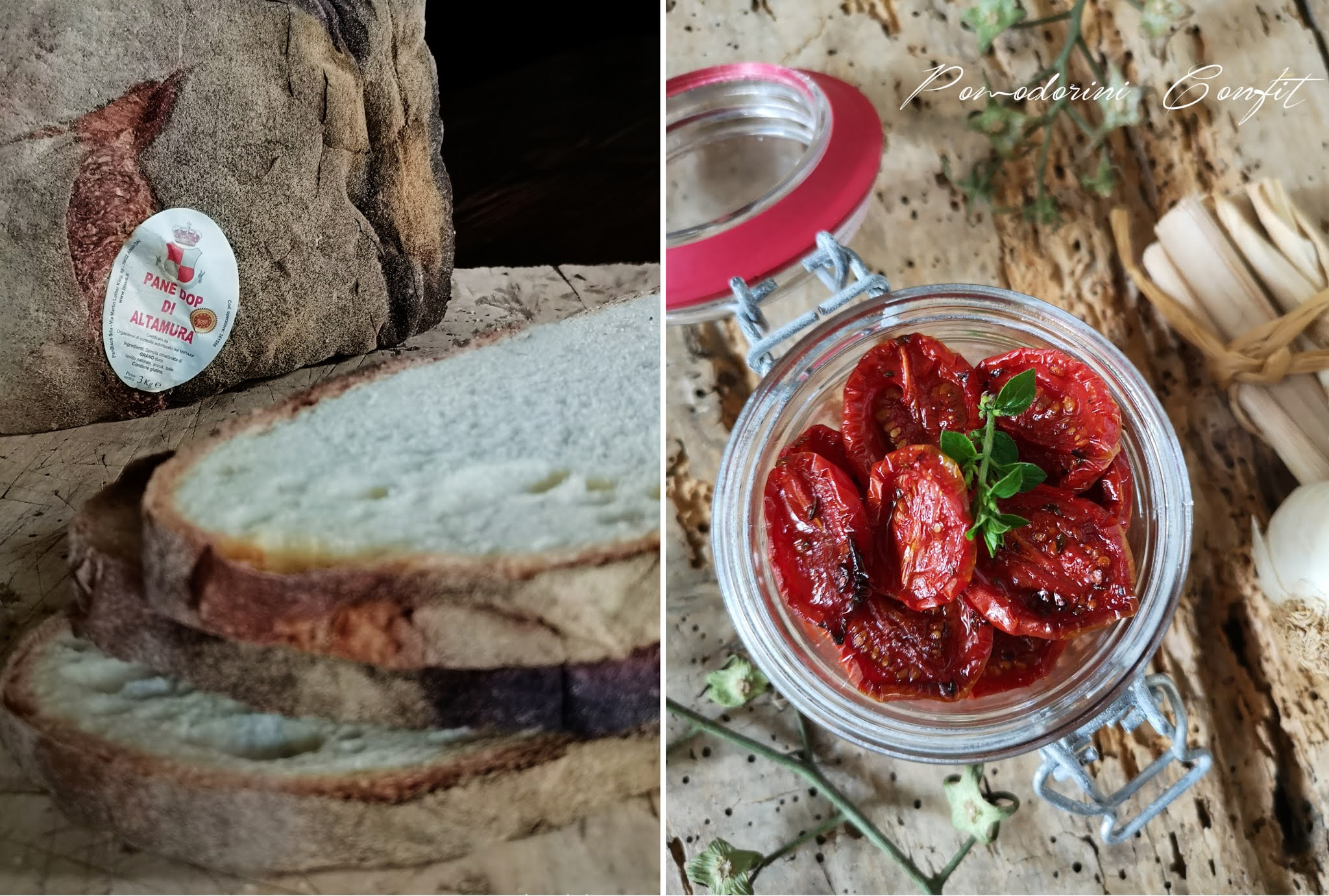 bruschette con stracciatella pesto di pistacchi e pomodorini confit