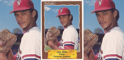 Jose Arias 1990 Savannah Cardinals card