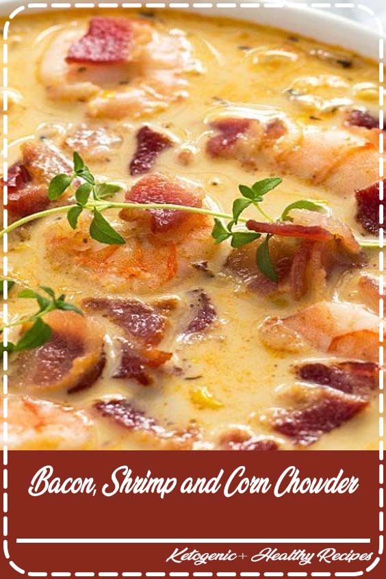 Crispy bacon, perfectly cooked shrimp and corn are the ultimate comfort foods in this creamy chowder!