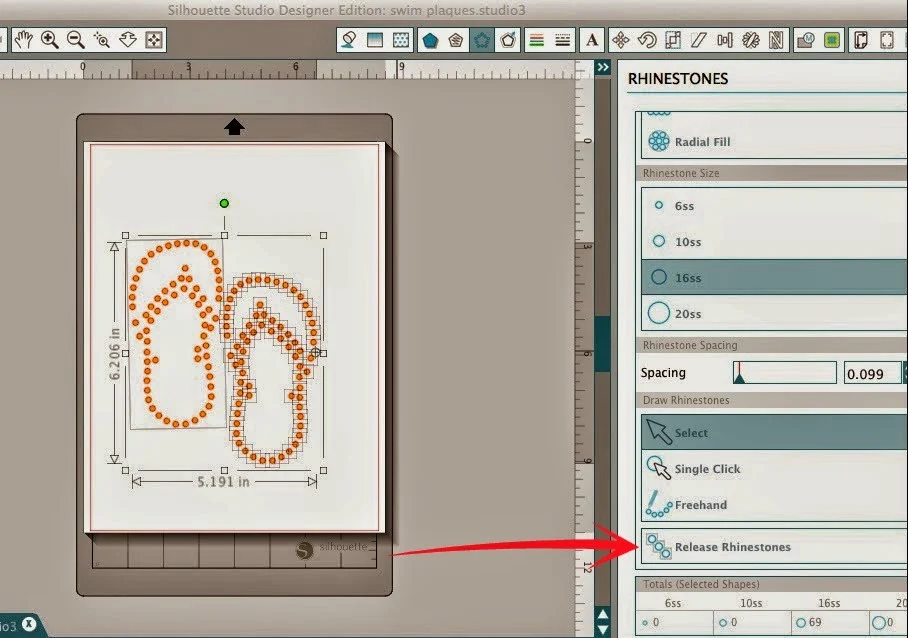 Silhouette Studio, custom, rhinestone designs, Silhouette tutorial, release rhinestones