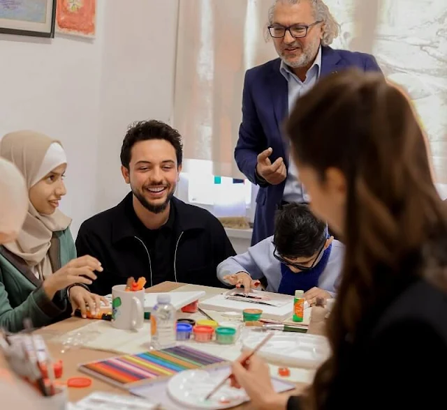 Crown Prince Hussein and his fiancee Ms Rajwa Al Saif visited the initiative Fragrance of Colors in Jabal Al-Weibdeh in Amman