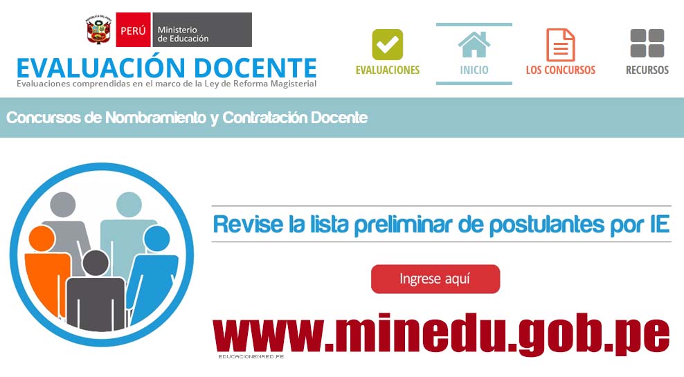 MINEDU: Publicación de la Lista de Postulantes por IIEE - Etapa Descentralizada - Nombramiento Docente (29/09/2015) www.minedu.gob.pe