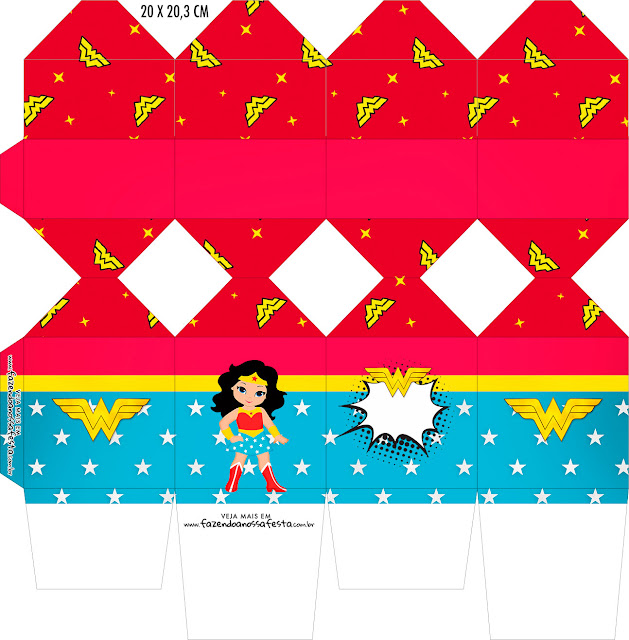 Wonder Woman Party Free Printable Boxes. 