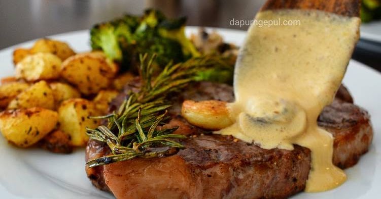 Rib Eye Steak with Mushroom Gravy Sauce - Dapur Ngepul