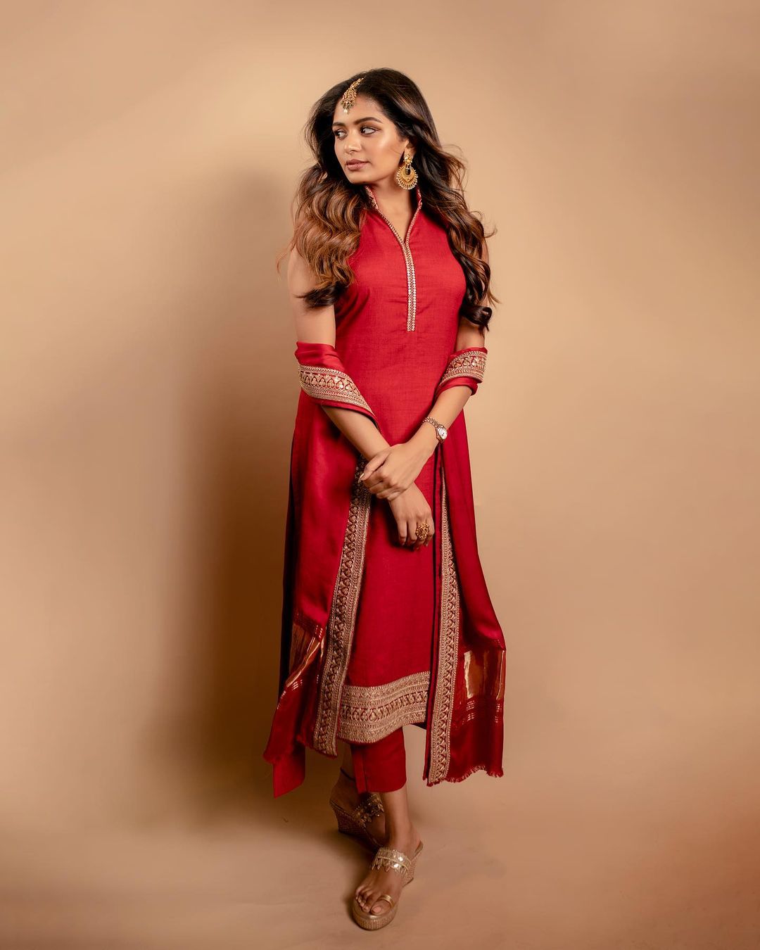 Actress Aditi Shankar Latest Beautiful Stills in Red Dress