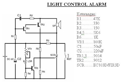 KUMPULAN SKEMA ELEKTRONIKA Light Control Alarm Rangkaian  