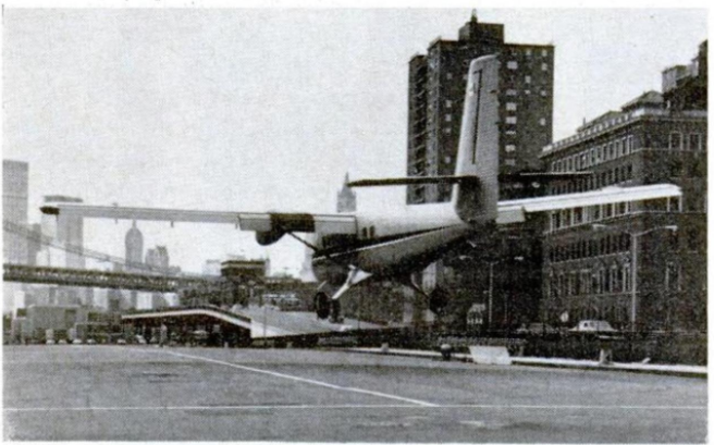 Year is 1967. A de Havilland lands on the streets of NY to prove that STOL planes can provide support in case of a major metropolitan disaster.