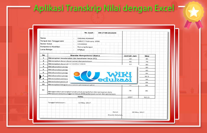 Aplikasi Transkrip Nilai dengan Excel