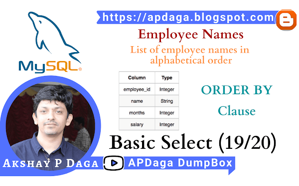 HackerRank: [Basic Select - 19/20] Employee Names |  ORDER BY in SQL