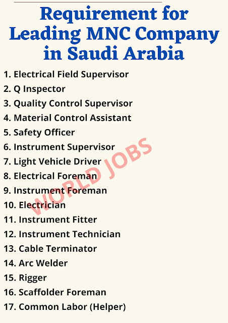 Requirement for Leading MNC Company in Saudi Arabia