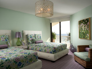 green and purple design bedroom