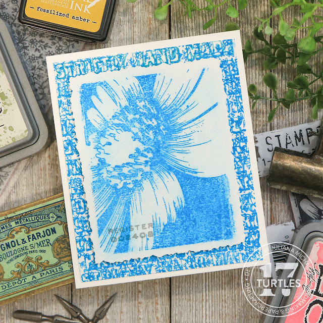 Bold Botanicals Blue Notecard by Juliana Michaels featuring Tim Holtz Bold Botanicals, Tiny Prints and The Inspector Stamp Sets