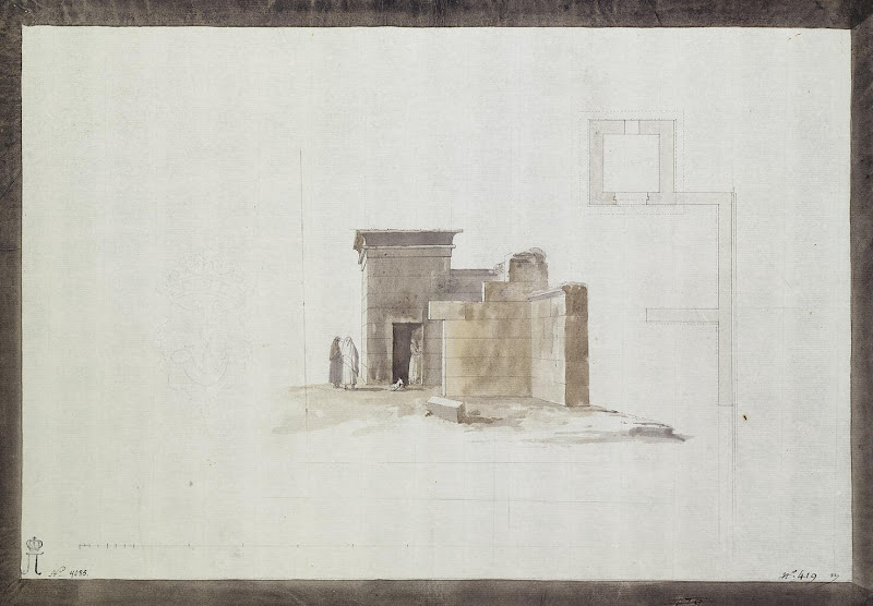 Plan and Cross-Section of a Greek House by Jean-Pierre-Laurent Houel - Architecture Drawings from Hermitage Museum