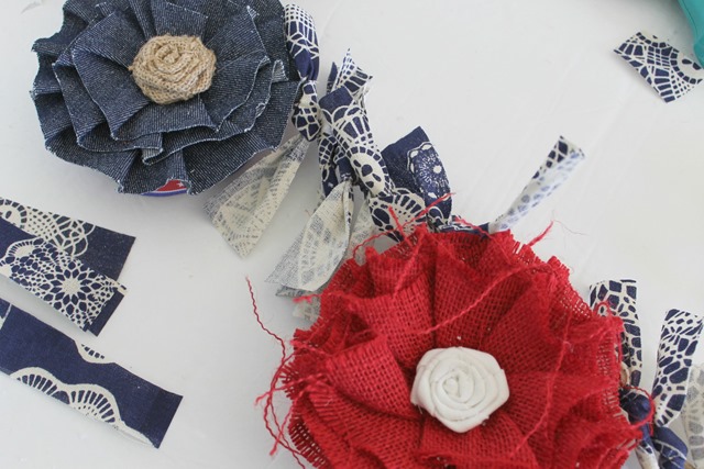 banner with fabric & burlap