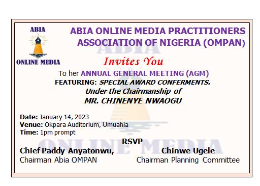 Abia Online Media Practitioners Holds AGM/Awards  Day 