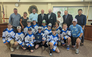 Franklin Flyer youth hockey team with Town Council
