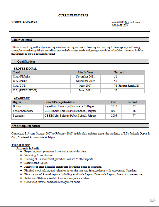 resume format for freshers bsc computer science