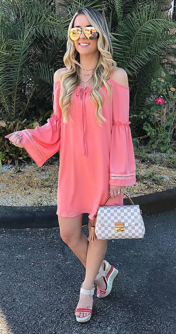 stylish summer outfit: dress + bag