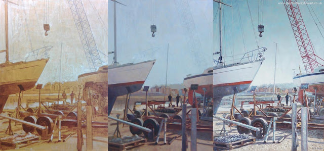 marine landscape dry dock Hampshire painting