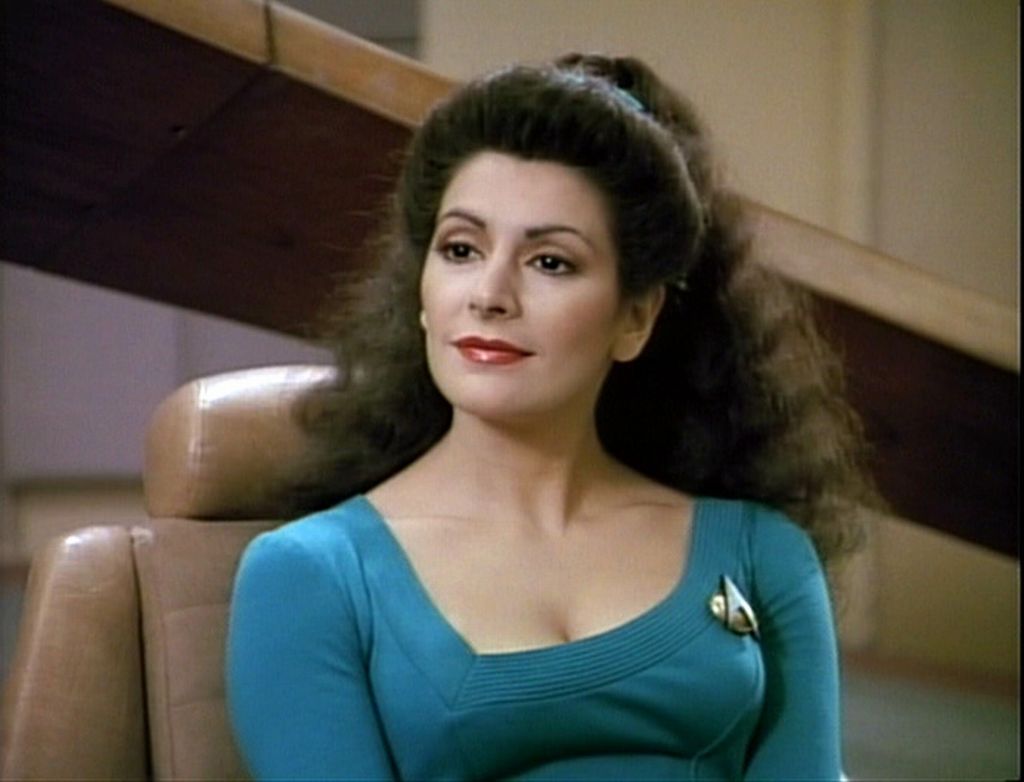 Identified by Hugh: Counselor Deanna Troi Marina Sirtis in Star Trek 