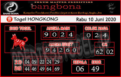 Prediksi HK Bang Bona Rabu 10 Juni 2020