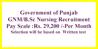 GNM/B.Sc Nursing Recruitment - Government of Punjab