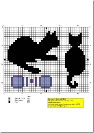 siluetas gatos punto de cruz monocromo  (7)