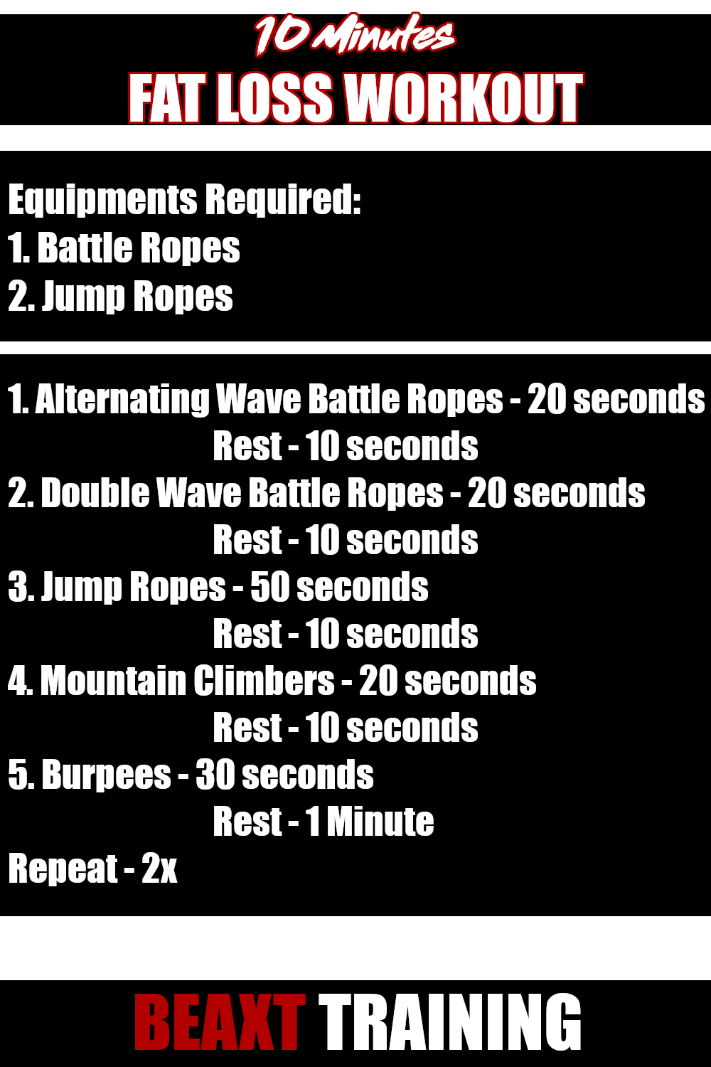 10 MINUTES FAT BURNING WORKOUT with Battle Ropes and Jump Ropes