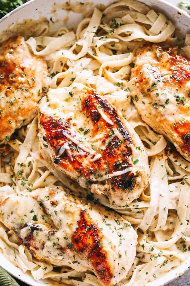 Skinny Chicken Fettuccine with Alfredo Sauce