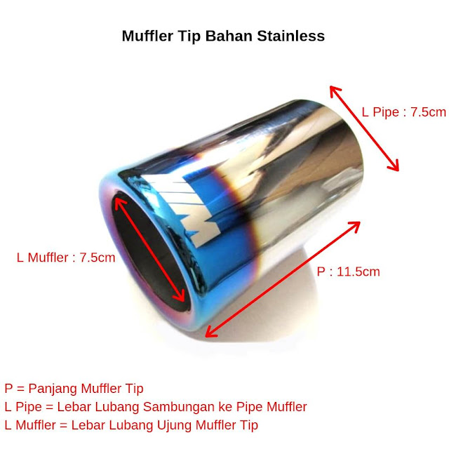 Muffler Logo M Tech - Warna Biru Chrome