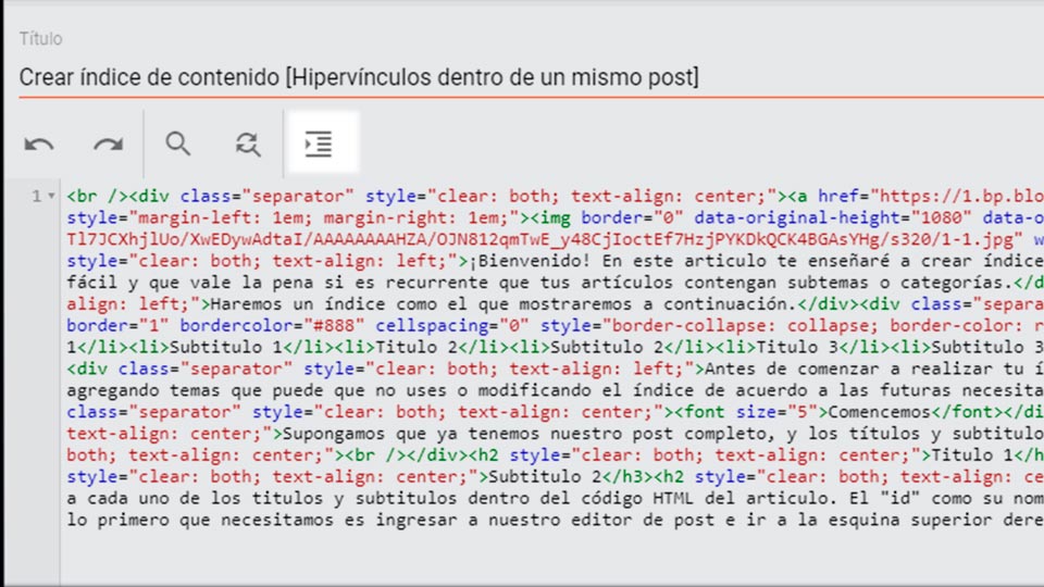 Cómo ordenar la vista HTML en Blogger