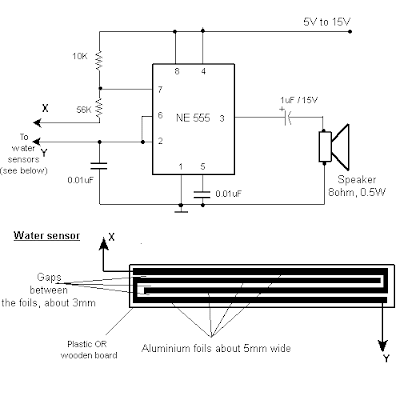 Rain Detector Circuit Using NE555