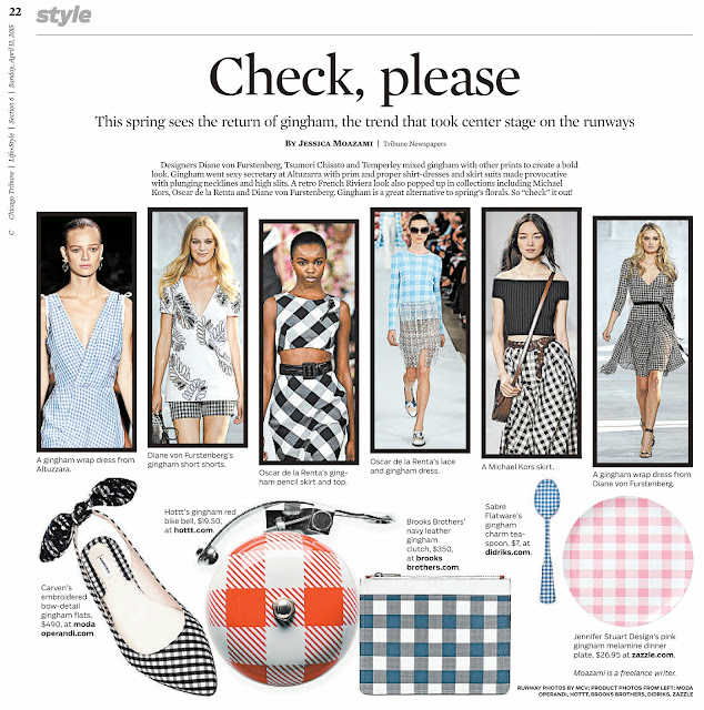 Gingham fashion for spring in the Chicago Tribune by Jessica Moazami