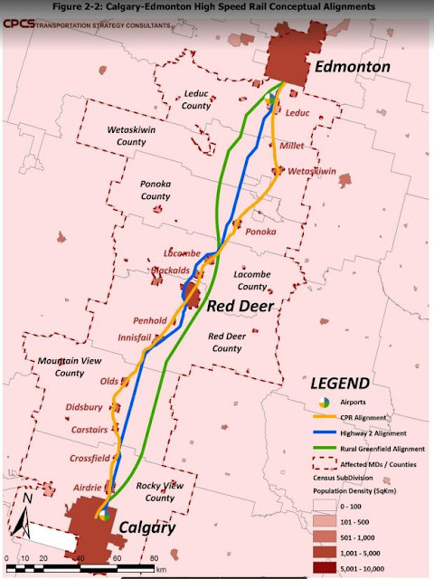 Calgary -Edmonton High-Speed Rail Map