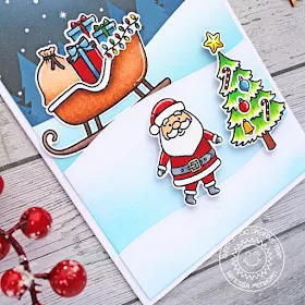 Sunny Studio Stamps: Santa Claus Lane Seasonal Trees Winter Themed Christmas Card by Vanessa Menhorn