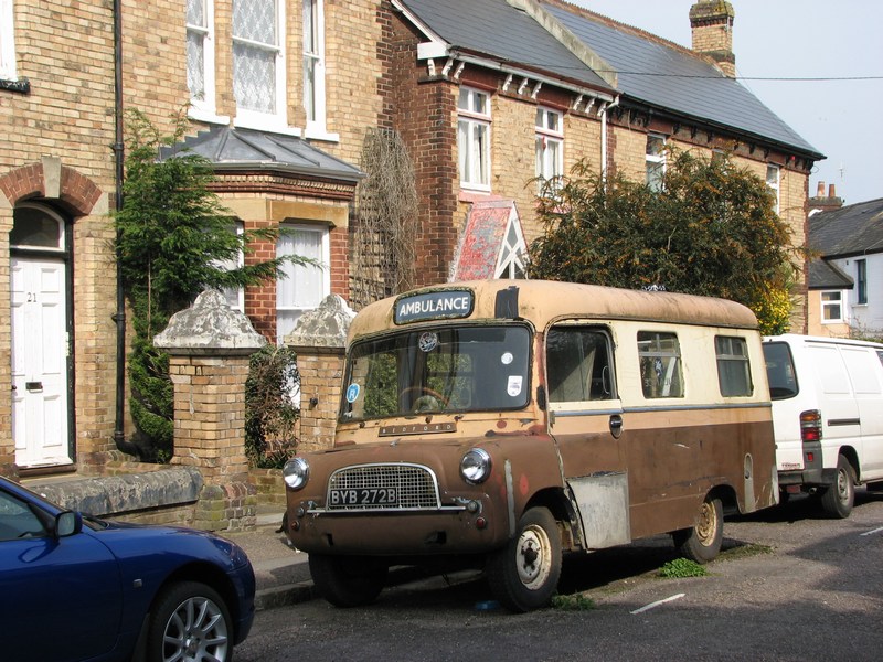 This is a Bedford CA ambulance from the 60's now living on the side of the