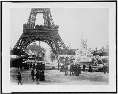No Known Restrictions: Eiffel Tower and Fountain Coutan with Trocadéro Palace in background, Paris Exposition, 1889 (LOC)