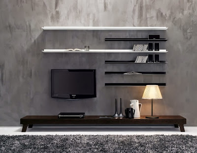 Modern Living Room TV Wall Unit 10 in Dark Brown Black and White Colours