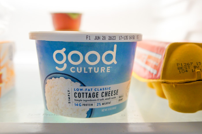 good culture cottage cheese on refrigerator shelf